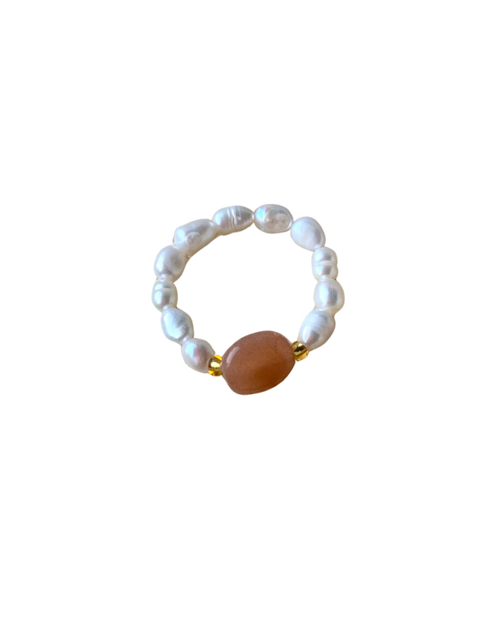 Ring Süßwasserperle mit Edelstein
