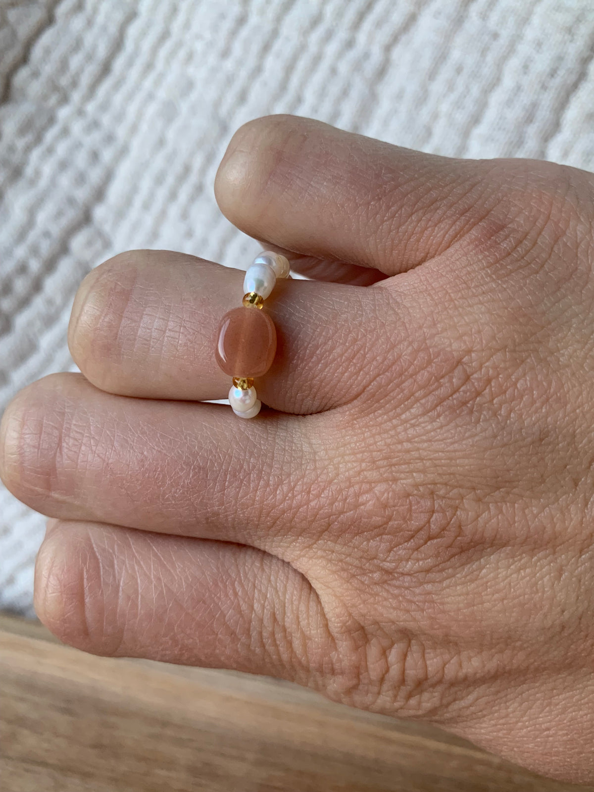 Ring Süßwasserperle mit Edelstein
