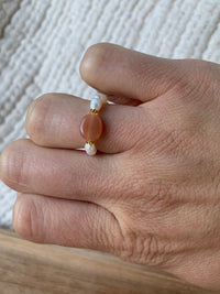 Ring Süßwasserperle mit Edelstein